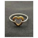 .925 Sterling Silver & Copper Heart Ring Size 8