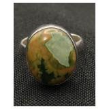 .925 Sterling Silver & Agate Ring Size 7