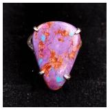 .925 Sterling Silver Purple Copper Turqoiuse Ring