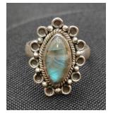 VTG .925 Sterling Silver & Blue Moonstone Ring