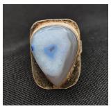.925 Sterling Silver & Agate Ring Size 8.25