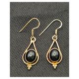.925 Sterling Silver & Onyx Dangle Earrings