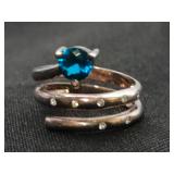 .925 Sterling Silver Gemstone Wrap Ring Size 7