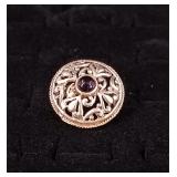 .925 Sterling Silver & Amethyst Cabochon Ring