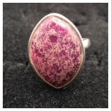 .925 Sterling Silver Pink/Purple Ocean Jasper Ring