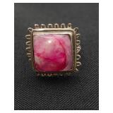 .925 Sterling Silver & Pink Moonstone Ring