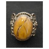 .925 Sterling Silver & Jasper Ring Size 8.5
