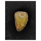 .925 Sterling Silver & Prehnite Stone Ring Size 6