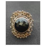 .925 Sterling Silver & Black Onyx Ring Size 7