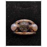 .925 Sterling Silver & Ruile Quartz/Pearl Ring