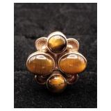 .925 Sterling Silver & Tiger Eye Multi Stone Ring