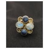 .925 Sterling Silver & Lapis/Moonstone Ring