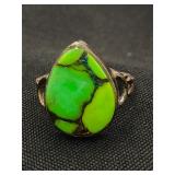 .925 Sterling Silver & Green Turquoise Copper Ring