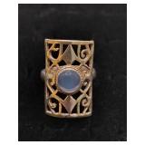 .925 Sterling Silver Blue Chalcedony (?) Ring