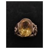 .925 Sterling Silver & Lemon Quartz/Citrine Ring
