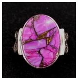 .925 Sterling Silver Purple Copper Turquoise Ring