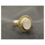 .925 Sterling Silver Rose Quartz Cobachon Ring