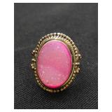 .925 Sterling Silver Pinky Druzy Ring Size 8.5
