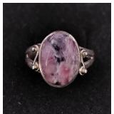 .925 Sterling Silver & Charoite Stone Ring Size 8