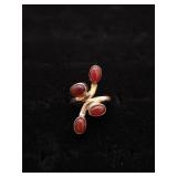 .925 Sterling Silver & Carnelian Multi Stone Ring