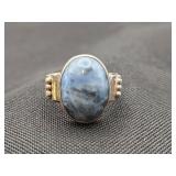 .925 Sterling Silver & Bue Sodalite Ring Size 6.5