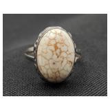 .925 Sterling Silver & Howlite Stone Ring Size 7.5
