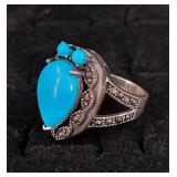 .925 Sterling Silver Sleeping Beauty Turq Ring