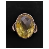 .925 Sterling Silver Lemon Quart/Citrine Ring