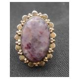 .925 Sterling Silver & Lepidolite? Ring Size 7