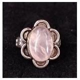 .925 Sterling Silver Rose Quartz Stone Ring Size 9