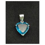 .925 Sterling Silver Topaz Heart Pendant