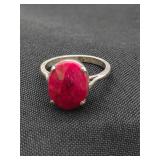 VTG .925 Sterling Silver & Hot Pink Stone RIng