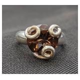 .925 Sterling Silver & Smoky Quartz Signed Ring