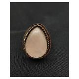 .925 Sterling Silver & Rose Quartz Ring Size 8.5