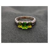 .925 Sterling Silver & Peridot? Ring Size 9