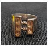 .925 Sterling Silver & Citrine Signed Ring