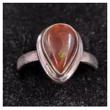 .925 Sterling Silver & Mexican Fire Agate Ring