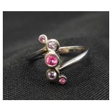 .925 Sterling Silver & Amethyst Ring Size 8.75