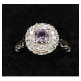 .925 Sterling Silver & Amethyst Stone Ring Size 7