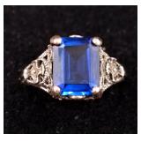 .925 Sterling Silver & Lab Created Sapphire Ring