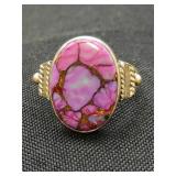 .925 Sterling Silver Purple Turquoise Copper Ring