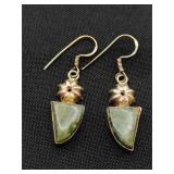 .925 Sterling Silver & Unakite Dangle Earrings