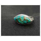 .925 Sterling Silver & Copper Turquoise Ring