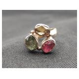 .925 Sterling Silver & Gemstone Ring Size 5