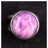 .925 Sterling Silver & Lepidolite Cabochon Ring