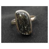 .925 Sterling Silver & Black Rutile Quartz Ring