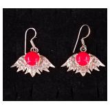 .925 Sterling Silver Strawberry Red Agate Earrings