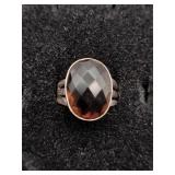 .925 Sterling Silver Smoky Quartz Stone Ring