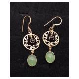 .925 Sterling Silver Black & Green Onyx Earrings