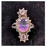 .925 Sterling Silver & Mystic Topaz/Amethyst Ring